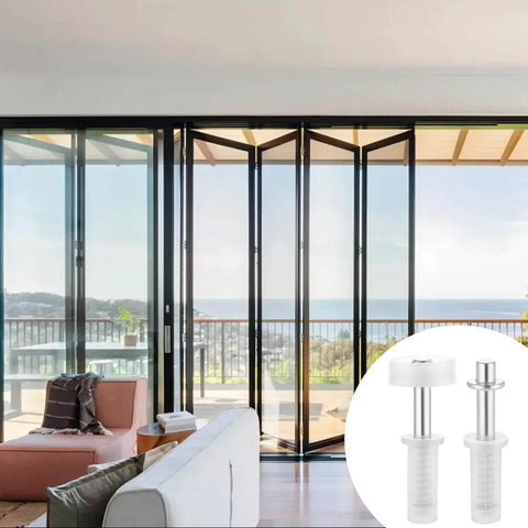 8 Piece Spring Loaded BiFold Door Hardware Kit With Top Roller Guides And Pivot Wheels For BiFold Closet Doors, room view