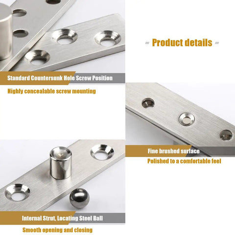 180 Degree Hidden Cabinet Hinges For Inset Doors And Bookcase Cabinets 360 Degrees Pivot Invisible Hinges For Kitchen Cabinets Hidden Door Hinge Stainless Steel 2 Pcs close-up