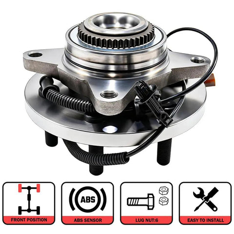 Front Wheel Bearing And Hub Assembly For Ford F150 2018 2019 2020 4WD 6 Lug With ABS 4x4 No Nonsense Direct Replacement