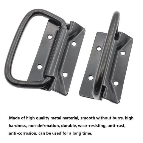 2 Pack Heavy Duty Black Metal Chest Handles for Wood and Metal Cases Surface Mount Ring Pull Handles for cabinets