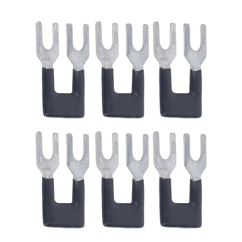 Fork Type Terminal Strip Jumper Block Barrier Electrical Crimp Easy Install Insulated Spade Wire Connector in black, front view