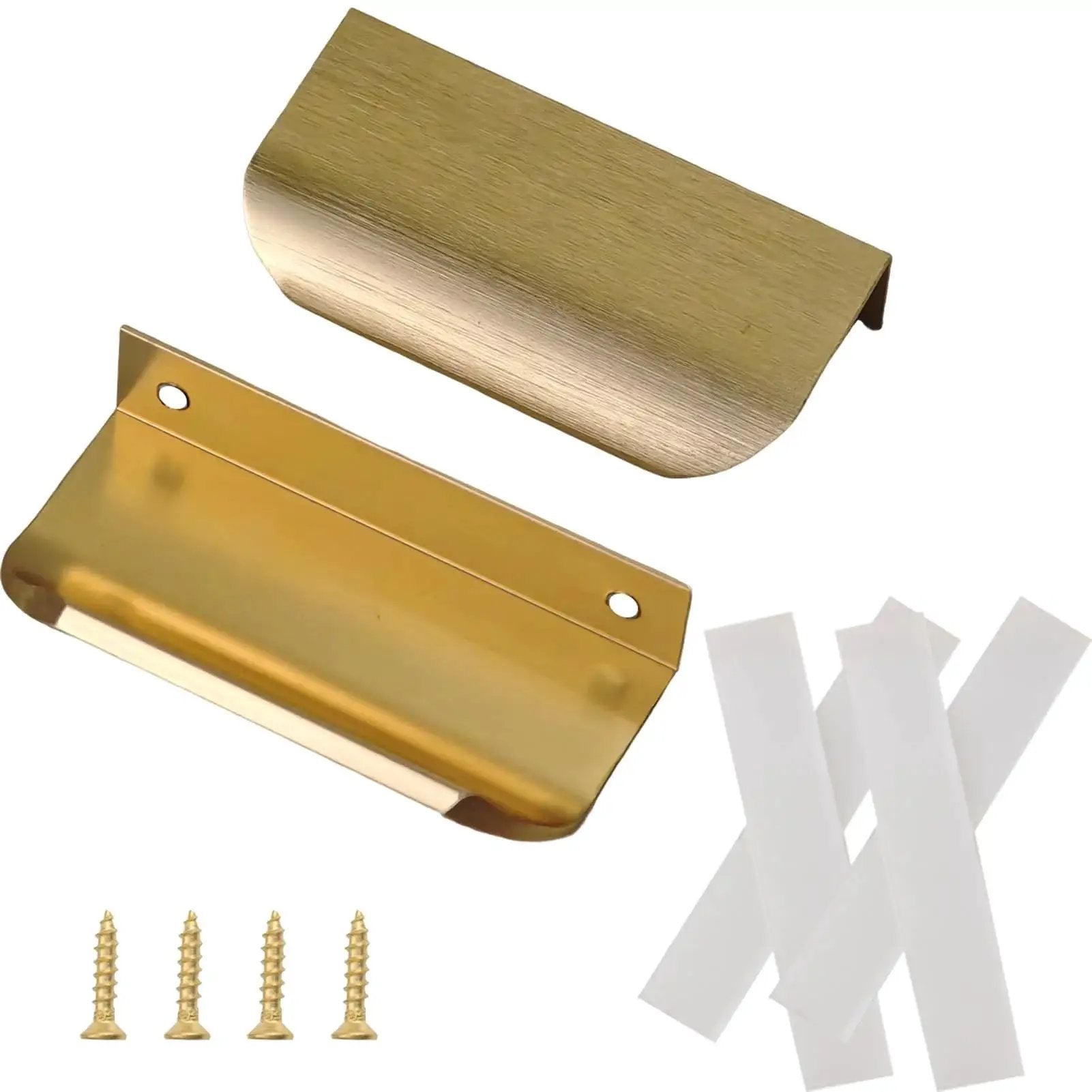 Gold Adhesive Edge Finger Pulls For Cabinets 5 Pack Wi...