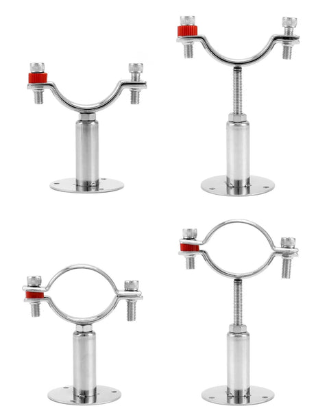 Adjustable Stainless Steel Pipe Wall And Ceiling Mount Bracket For 2 Inch OD Rods And Tubes, Built Tough 304 Stainless