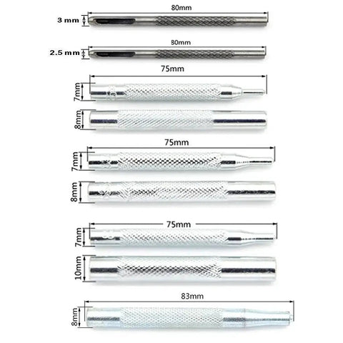 Leather Craft Rivet And Snap Kit Set 11 Piece Die Punch And Rivet Setter Tool with multiple sizes for DIY leatherworking