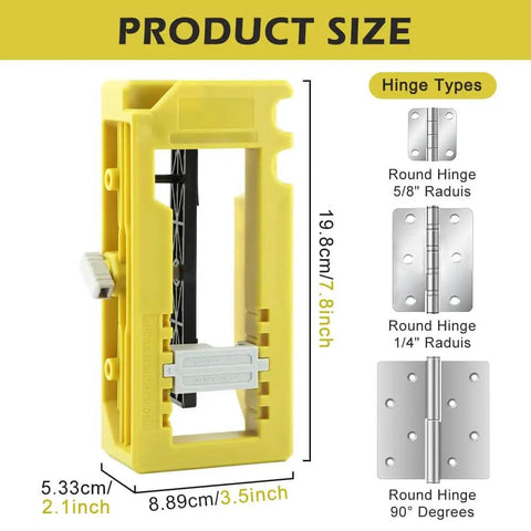All In One Door Hinge Installation Kit With Router Template For 3 To 5 Inch Doors And 1/4 Or 5/8 Inch Thickness Includes Router Bit
