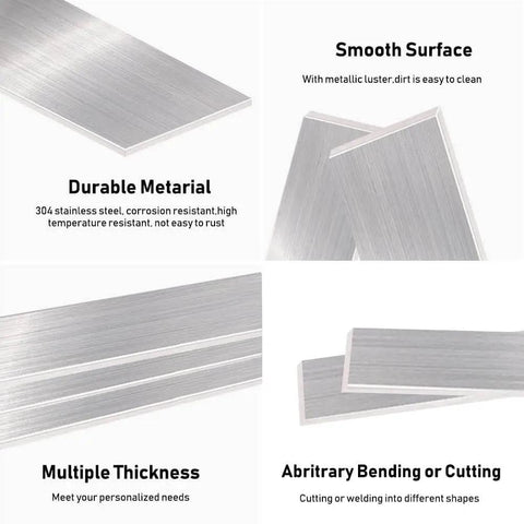 304 Stainless Steel Flat Bar 20 Gauge 1 Inch By 10 Inch One Piece With Brushed Finish for crafting and metal fabrication.