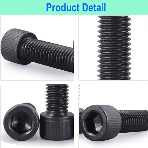 100 Pieces M5 Hex Socket Head Cap Screws Bolts Set, Black Oxide Finish, Grade 12.9 Alloy Steel, Fully Threaded, 0.8mm Pitch