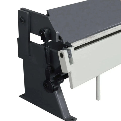 36 Inch Sheet Metal Brake For 20 Gauge Steel And Metals Heavy Duty Manual Bender adjustment mechanism close-up view.