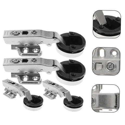 Hydraulic Glass Door Hinges 4 Pack For Frameless Cabinets And Cupboards With Soft Close Damping Silver Finish Durable Cold Rolled Steel