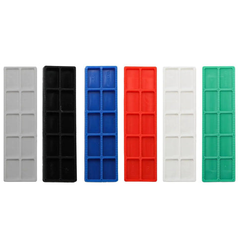 Bulk 300 Piece Plastic Flat Shim Set For Leveling And Tile Installation Color Coded By Thickness From 1mm To 6mm With Grey Green White Red Blue Black