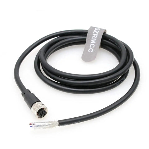 Black M12 5 Pin Sensor Cable for IO-Link devices and EtherCAT Profinet modules, waterproof PVC, 10m length, coiled view.