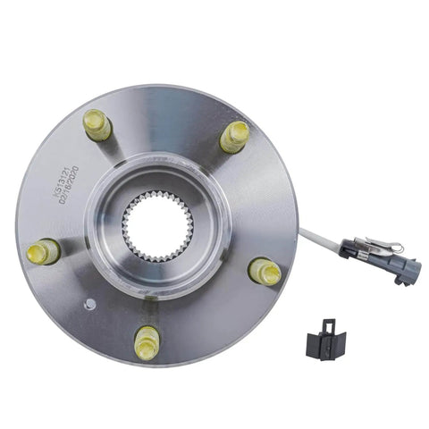 Front view of Front Wheel Hub & Bearing Assembly Set (2) for Chevy Impala showing 5-bolt hub with ABS sensor wire