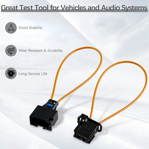 Velidy fiber optic loop bypass adapters, 2-pack, black male/female connectors with orange loop wires.