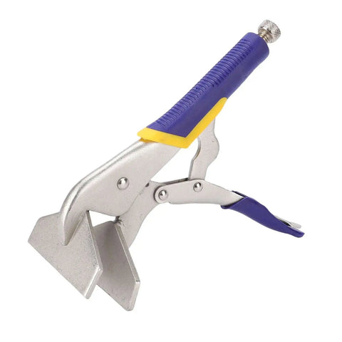 Locking Sheet Metal Clamp 10 Inch With Duckbill Pliers for auto repair, carbon steel tool with rubber grip and adjustable screw pressure.