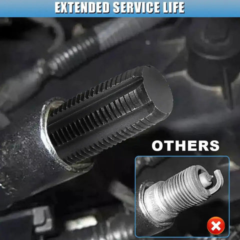 Close-up of 14mm Spark Plug Thread Repair Kit showing carbon steel tap thread detail for fixing damaged spark plug holes