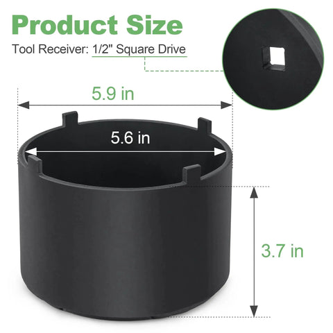 Wheel Hub Bearing Nut Retainer Spanner Socket Removal Tool JDG1253 size dimensions and 1/2 inch tool receiver for tractors