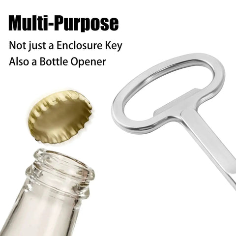 6mm Hole Universal Cabinet Key also used as bottle opener, chrome finish, durable design for cabinets and multi-purpose use