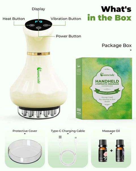 Chill Out Lymphatic Drainage Massager And Handheld Body Sculpting Machine package with accessories visible