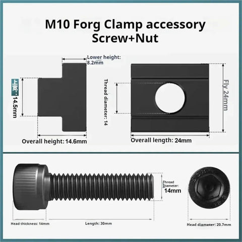M10 Forg Clamp accessory with screw and nut for Side Fixture Clamp For Fixed Precision Fixtures And OK Vise Frog Clamps M10 Accessory
