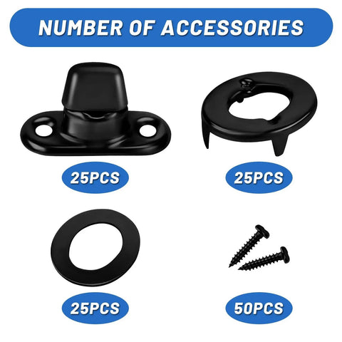 Marine Grade Twist Lock Fasteners Kit With 25 Sets And Rust Proof Coating for canvas boats sailboats RVs studs screws
