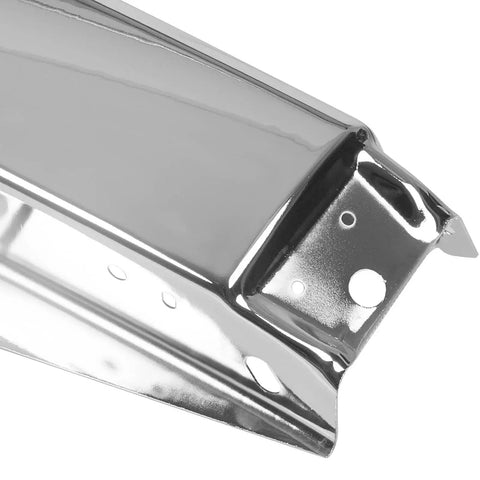 Close-up of Front Bumper Impact Face Bar Chrome Steel For Chevy Silverado 2007-2013, showing chrome finish and mounting holes