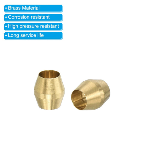 PATIKIL brass compression sleeve ferrules, 1/8 in ID, pair shown in front and side views for water, oil, and air pipes