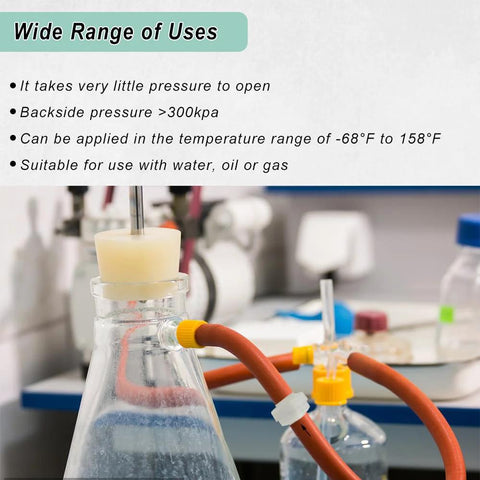 Plastic check valves set, plug-in barb one-way vacuum valves for liquids and gases, 28 pcs in sizes 1/8 to 1/2 in.