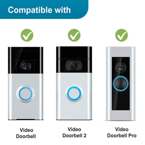 Compatibility chart showing Video Doorbell, Video Doorbell 2, and Video Doorbell Pro with checks for Video Doorbell Security Screw Kit 20 Pieces Torx T6 T15 With Double Ended Driver For Battery Change And Replacement Screws Compatible With Doorbell 2 Pro And Elite Durable Screws For Secure Fastening And No Fuss Install.
