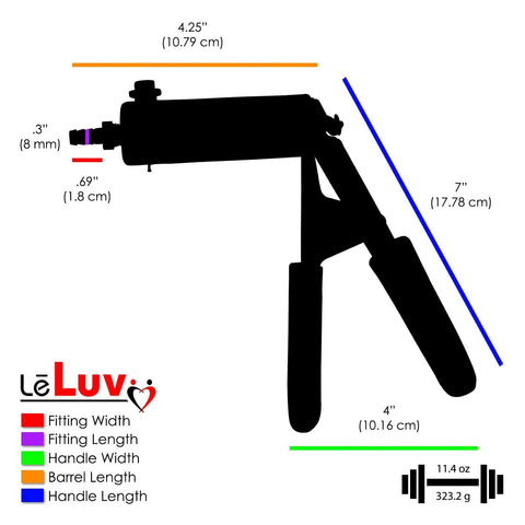 LeLuv Ultima Black vacuum pump with aluminum alloy & brass handle, gauge, rubber cover, padded grips, clear hose