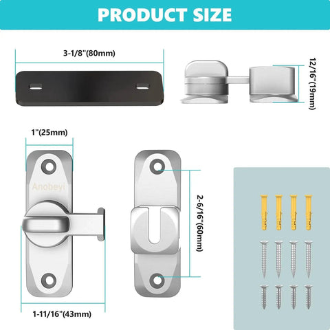 Sliding Barn Door Lock And Latch Hardware In Zinc Alloy Small Flip Door Lock product dimensions and included screws