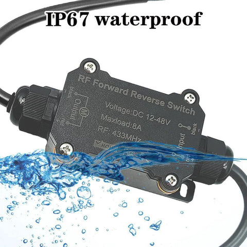 Forward And Reverse Wireless DC Motor Remote Control Switch For 12V To 48V Systems Waterproof IP67 8A with water splash