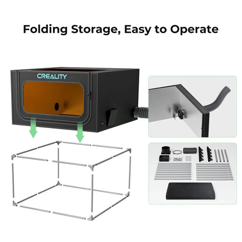 Laser Engraver Enclosure 2.0 with vent, fireproof and dustproof protective cover, vent fan and pipe, assembly parts, 28.3x28.3x15.7 inches