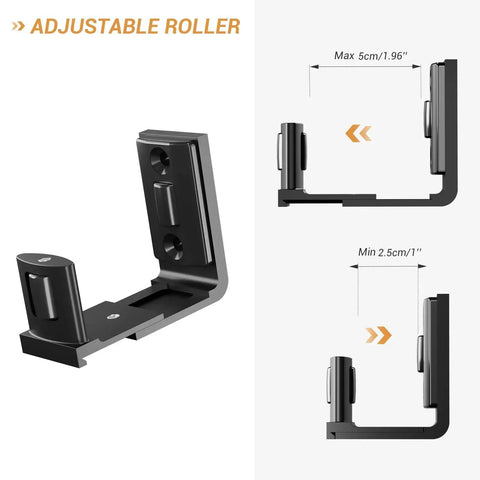 Sliding Barn Door Bottom Floor Guide With Adjustable U Shaped Flat Bottom Design Easy To Install And Wall Mounted Black Finish shown with measurements