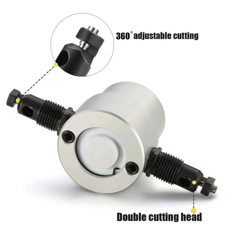Beast Mode Pro Grade Double Head Sheet Metal Nibbler Cutter Drill Attachment with 360 Degree Adjustable Head and Wrench