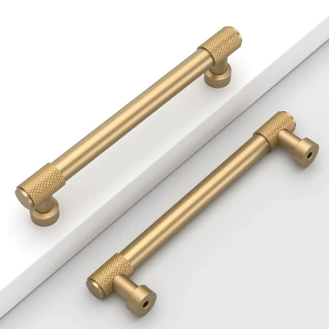 10 Pack 5 Inch Champagne Bronze Cabinet Pulls Knurled Handles For Cabinets And Drawers 128 Mm Hole Centers Durable Solid Metal Construction