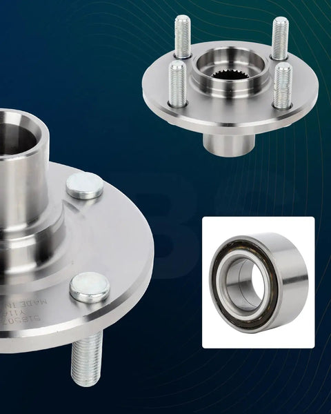 Front Wheel Bearing And Hub Assembly Fits Toyota Corolla 1988 2002 Chevrolet Prizm 1998 2002 Geo Prizm 1993 1997 4 Lug Front Hub No ABS OE 518507 Replacement Two Piece Set Ready To Roll, showing stainless steel components.