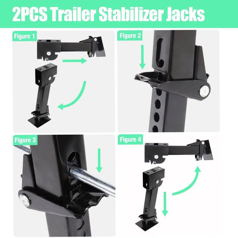 Two Pack Swing Down Trailer Stabilizer Jacks With Seven Inch Drop Leg And Eighteen Inch Adjustable Rod Handle For RV Camper