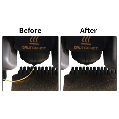 Before and after using A1 Nozzle Brush Replacement Kit For 3D Printers With Hotbed Mounted Silicone Wiper Cleaning Tool Three Pack