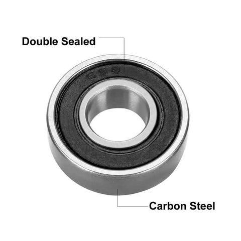 698-2RS Double-Sealed Deep Groove Ball Bearings 8mm x 19mm x 6mm Carbon Steel ABEC-1 (P0) Z1 Low Noise Pre-Lubricated