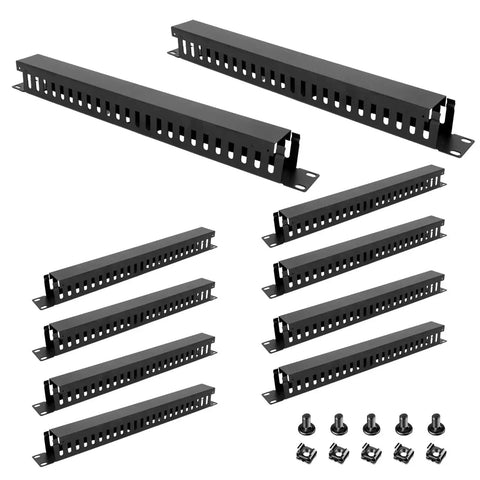 10 Pack 19 Inch Cable Management Panels With Covers And Screws For 1U 24 Slot Rack Mounts Horizontal Server Cable Duct Organizer