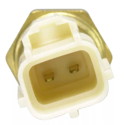Engine coolant temperature sensor, two-pin plug, white connector housing, yellow sensor body.