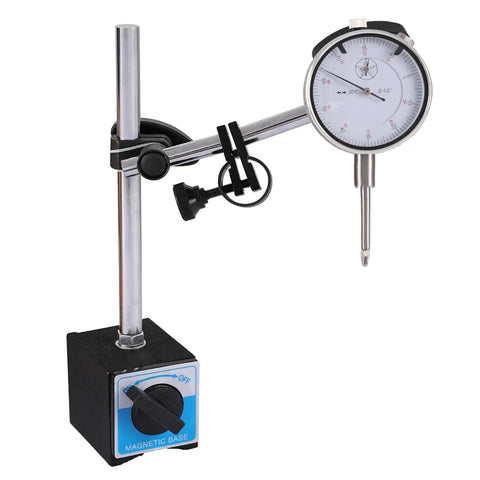 Magnetic Base For Dial Indicator Holder With Fine Adjustable Long Arm Tool Stand For Dial Gauge With On Off Magnetic Surfaces Nine Inch Height Clamp Hole Diameter Eight To Nine Point Five Millimeters Ideal For 3D Printer Lathe And Woodworking Projects
