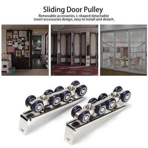 Beefy Eight Wheel Door Track Pulley System Heavy Duty Sliding Door Hardware With Zinc Alloy And Cold Rolled Steel Easy Install Rugged Hanging Wheel Kit For Home Office And Commercial Use Measures 13 X 3.5 X 2.2 Cm