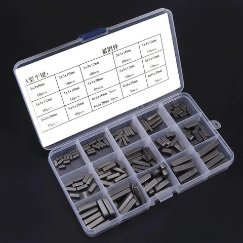 Pro Grade Parallel Square Key Set For Drives And Shafts 140 Piece Assortment A3 Carbon Steel Construction Self Contained Kit Box