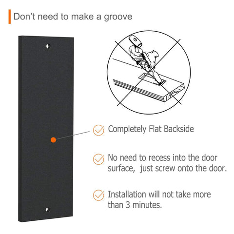 2 Pack 7 Inch Sliding Barn Door Handles Matte Black Rectangular Pocket Door Pulls with flat backside and easy installation