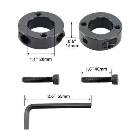 Heavy Duty 28mm Gas Lift Cylinder Removal Kit components including clamp shafts, bolts, and L-wrench