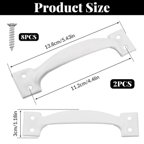 2 Pack White Barn Door Handle Pulls 5.5 Inch With Screws For Sliding Doors featuring size measurements and screws included
