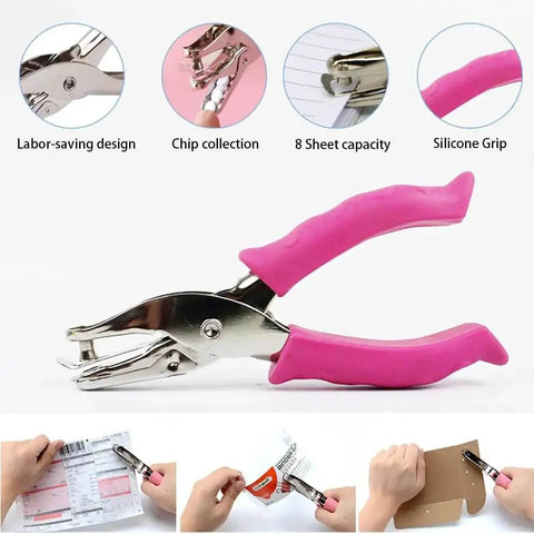 Two Size Hole Punch Set With One Quarter Inch And One Eighth Inch Holes, 2 Pack Craft Punchers With Soft Silicone Grip Handles