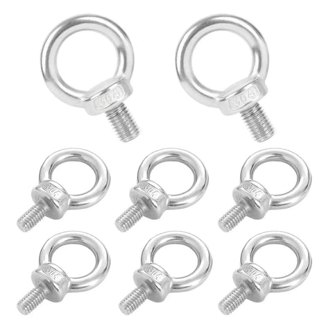 8 Pack M6 Eye Bolts, Beefy Heavy Duty Stainless Steel Eyebolts For Lifting Machinery And Outdoor Use, Corrosion Resistant 304 Stainless
