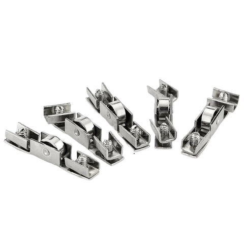 30 Pack Glass Sliding Barn Door Rollers With H Shape Wheel 10mm Diameter Heavy Duty Casters, front view, stainless steel